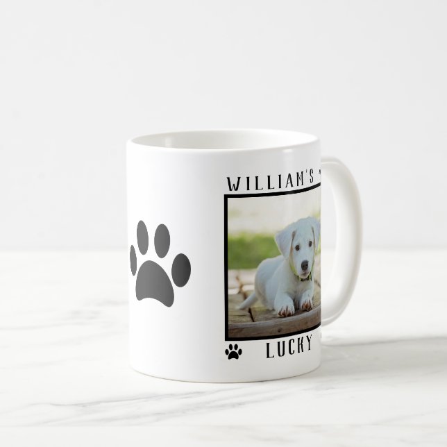Personalized Two Photos Names Paw Prints Dog Photo Coffee Mug (Front Right)