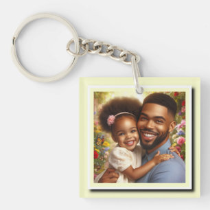 Personalized two Photos on Yellow Frame Keychain