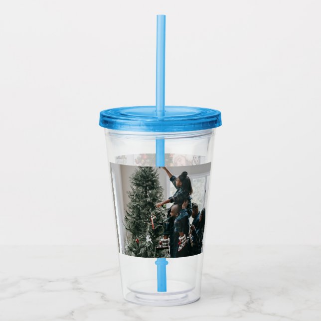 Personalized Two Sided Family Christmas Photo  Acrylic Tumbler (Front)