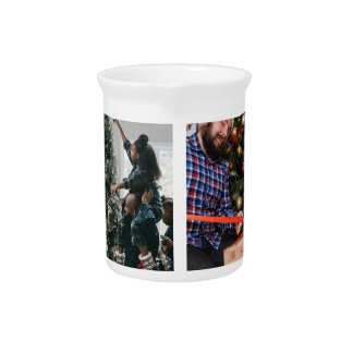 Personalized Two Sided Family Christmas Photo Beverage Pitcher