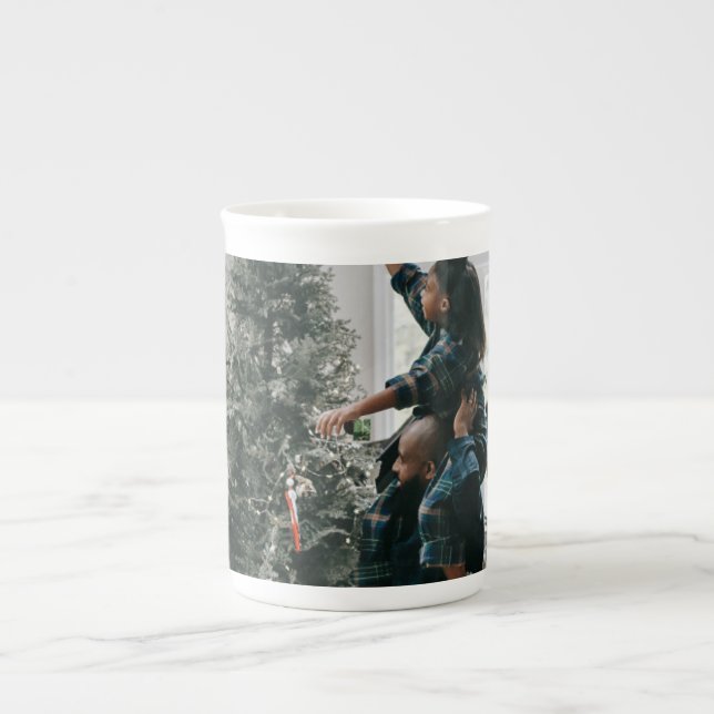 Personalized Two Sided Family Christmas Photo  Bone China Mug (Front)