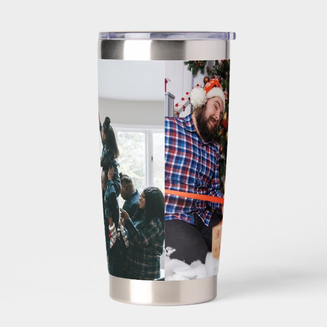 Personalized Two Sided Family Christmas Photo  Insulated Tumbler (Left)