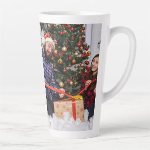Personalized Two Sided Family Christmas Photo Latte Mug
