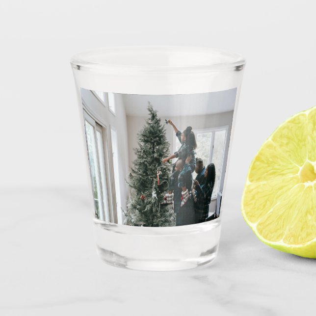 Personalized Two Sided Family Christmas Photo  Shot Glass (Front)