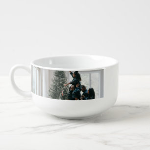 Personalized Two Sided Family Christmas Photo Soup Mug
