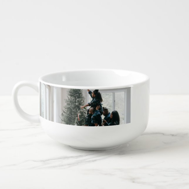 Personalized Two Sided Family Christmas Photo  Soup Mug (Right)