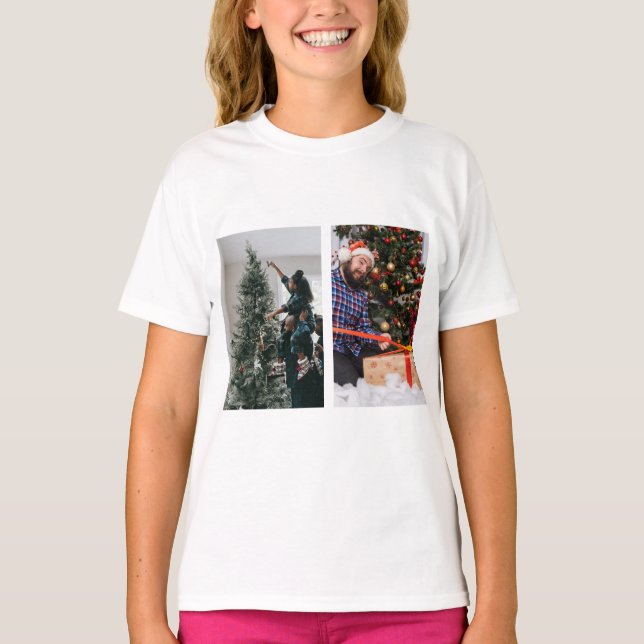 Personalized Two Sided Family Christmas Photo  T-Shirt (Front)