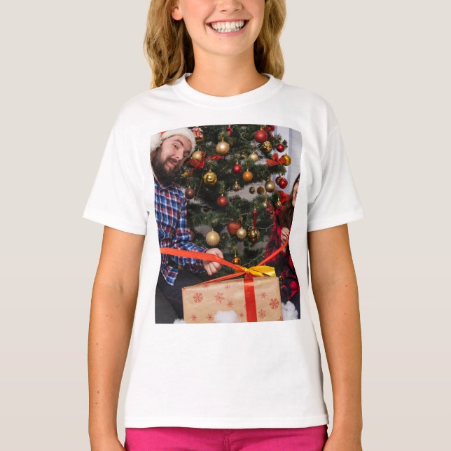 Personalized Two Sided Family Christmas Photo  T-Shirt (Front)