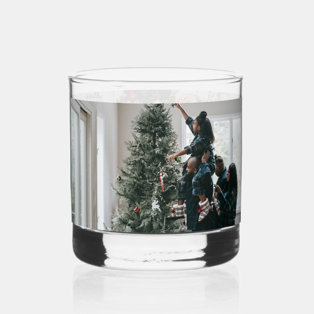 Personalized Two Sided Family Christmas Photo  Whiskey Glass (Front)