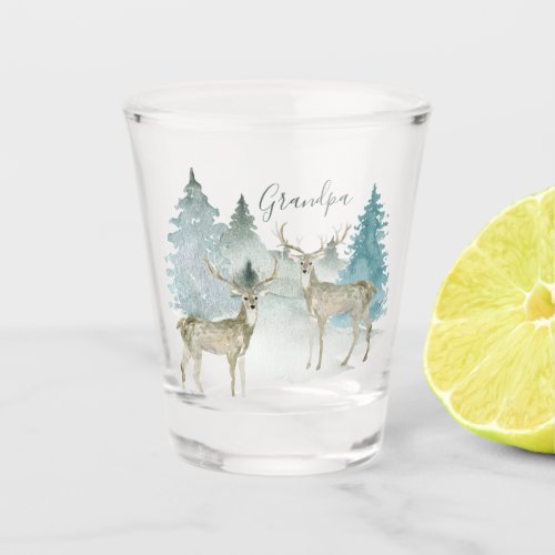 Personalized Two Stag Deer in Woodland Shot Glass