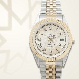 Personalized Two-Tone Couple’s Heartline Watch