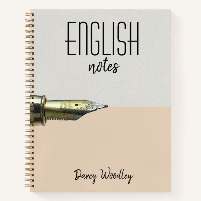 Personalized Two Tone English Notes Notebook (Front)