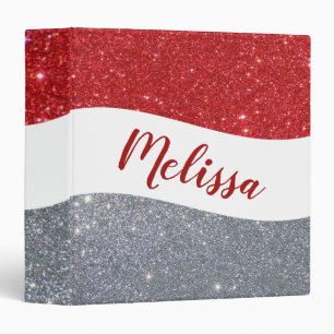 Personalized two tone glitter 3 ring binder