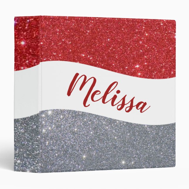 Personalized two tone glitter 3 ring binder (Front/Spine)