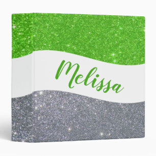 Personalized two tone glitter 3 ring binder