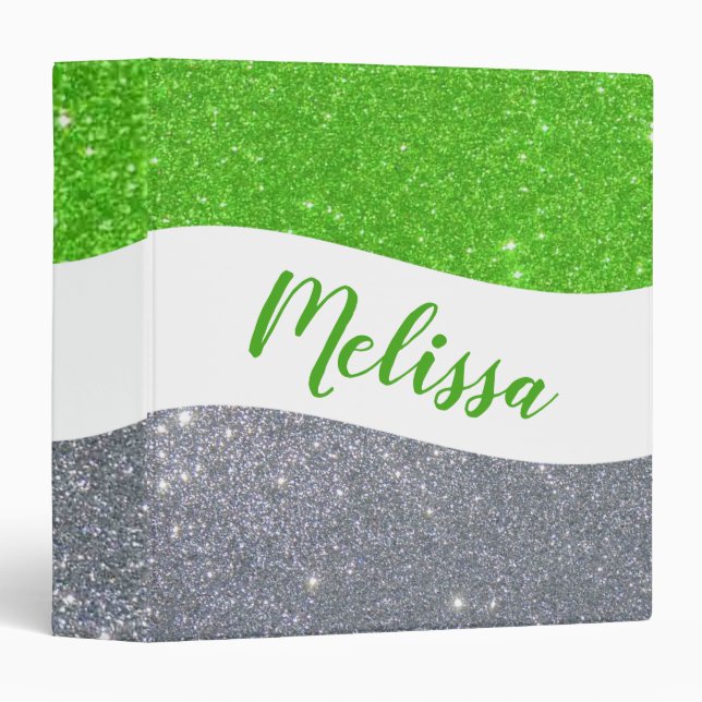 Personalized two tone glitter 3 ring binder (Front/Spine)