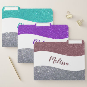 Personalized two tone glitter file folder