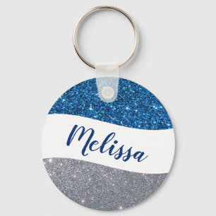 Personalized two tone glitter keychain