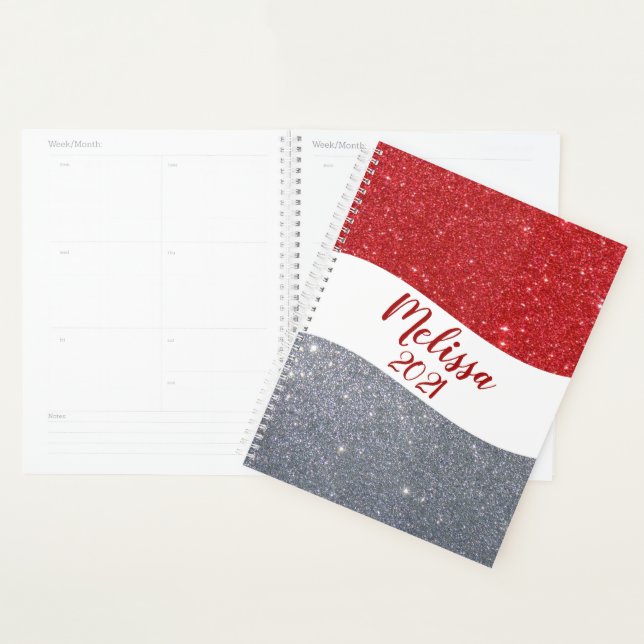 Personalized two tone glitter planner (Display)