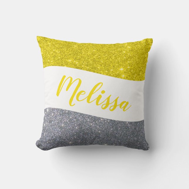 Personalized two tone glitter throw pillow (Front)