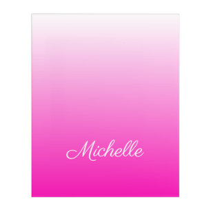 Personalized two-tone gradient ombre hot pink acrylic print