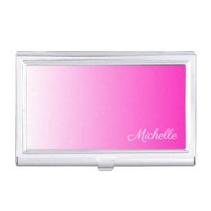 Personalized two-tone gradient ombre hot pink case for business cards