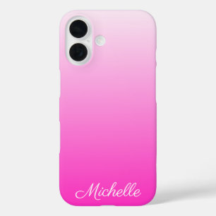 Personalized two-tone gradient ombre hot pink iPhone 16 case