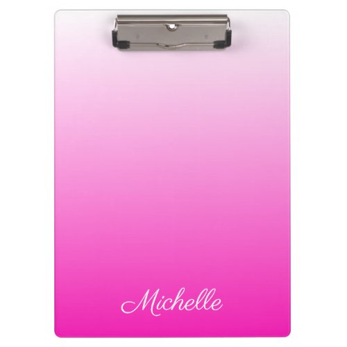Personalized two_tone gradient ombre hot pink clipboard