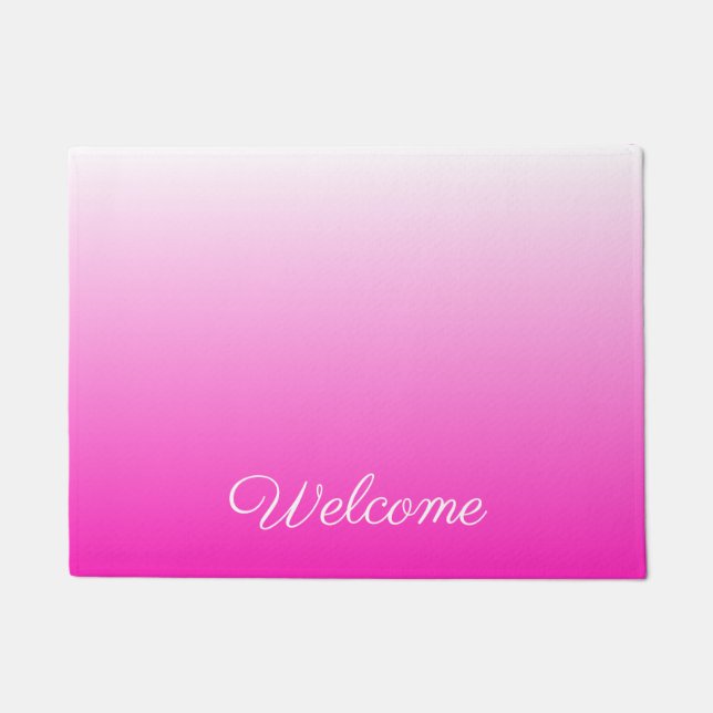 Personalized two-tone gradient ombre hot pink doormat (Front)