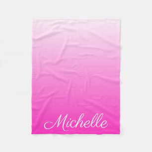 Personalized two-tone gradient ombre hot pink fleece blanket