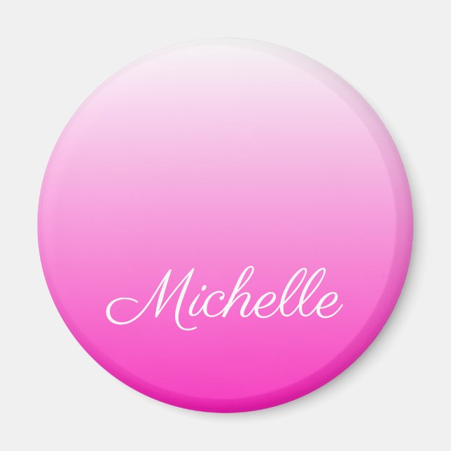 Personalized two-tone gradient ombre hot pink magnet (Front)