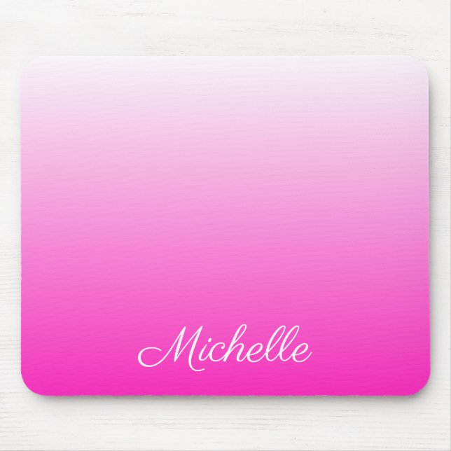Personalized two-tone gradient ombre hot pink mouse pad (Front)