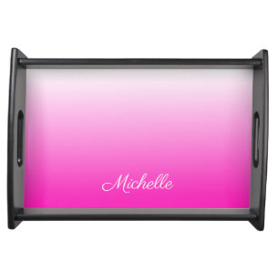 Personalized two-tone gradient ombre hot pink serving tray