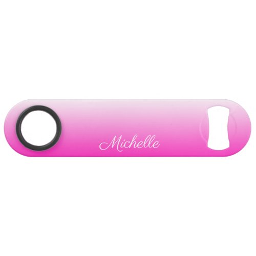 Personalized two_tone gradient ombre hot pink speed bottle opener
