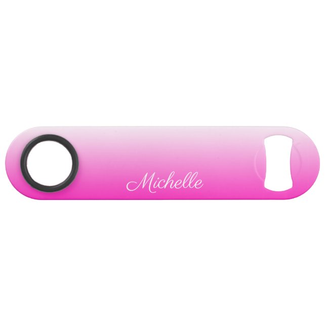 Personalized two-tone gradient ombre hot pink speed bottle opener (Front (Horizontal))