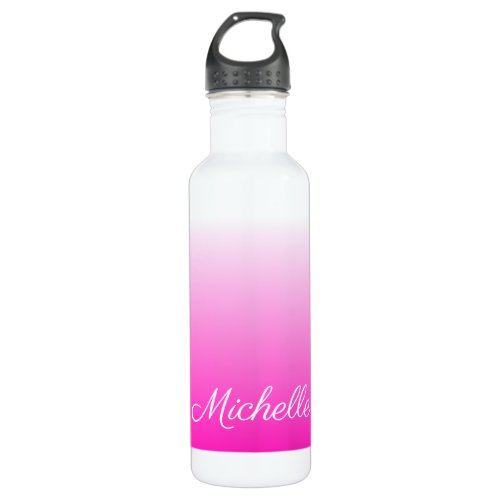 Personalized two_tone gradient ombre hot pink stainless steel water bottle