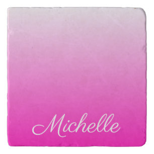 Personalized two-tone gradient ombre hot pink trivet