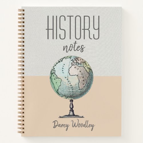 Personalized Two Tone History Notes Notebook