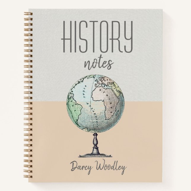 Personalized Two Tone History Notes Notebook (Front)