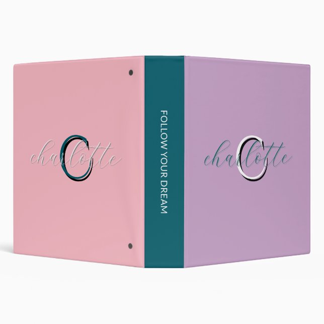 Personalized Two Tone Name Monogram Style 3 Ring Binder (Background)