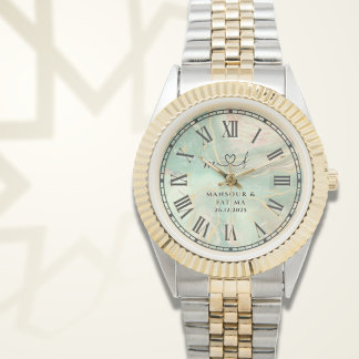 Personalized Two-Tone Watch ∣ Aqua Marble Gift