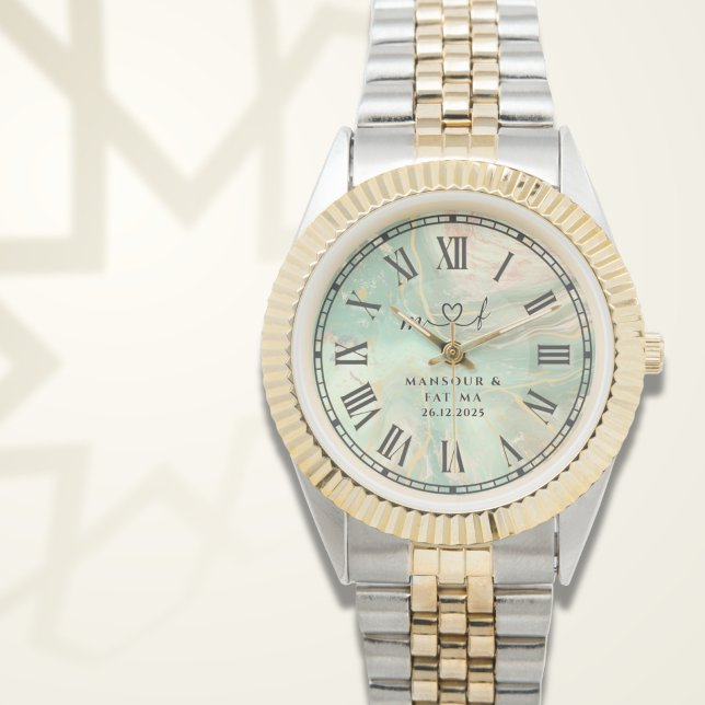 Personalized Two-Tone Watch ∣ Aqua Marble Gift (Creator Uploaded)