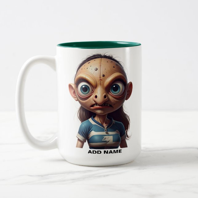 Personalized Two-Tone Women's Rugby Mug (Left)