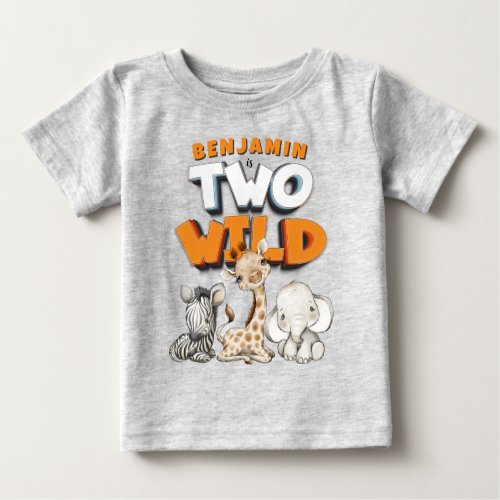 Personalized Two Wild Comics Safari 2nd Birthday Baby T_Shirt
