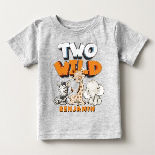 Personalized Two Wild Comics Safari 2nd Birthday Baby T_Shirt
