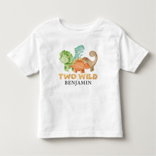Personalized Two Wild Dinosaurs 2nd Birthday Toddler T_shirt