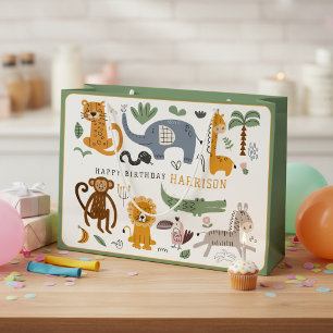 Personalized Two Wild Safari Birthday Large Gift Bag