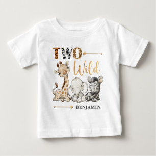 Personalized Two Wild Safari First Birthday Baby B Baby T-Shirt