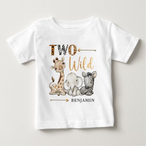 Personalized Two Wild Safari First Birthday Baby B Baby T_Shirt