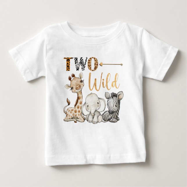 Personalized Two Wild Safari First Birthday  Baby T-Shirt (Front)